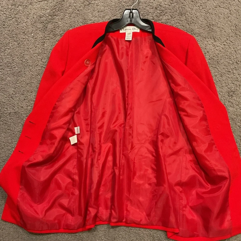 Christian Dior Vintage Red Dress Suit Jacket Blazer Y2K Work Party sz 10